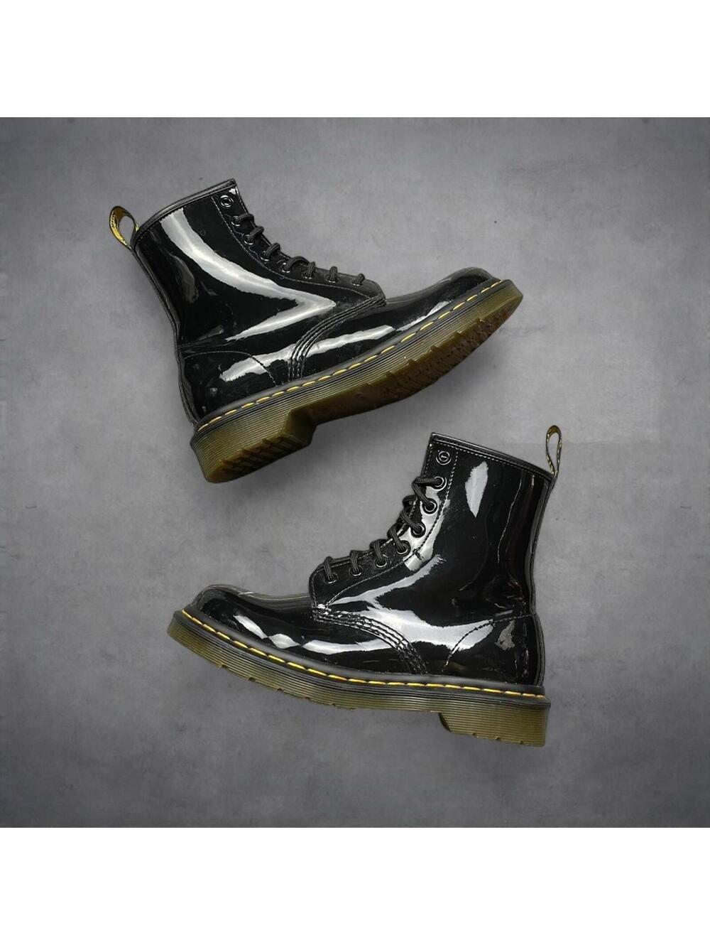 Dr. Martens 1460 Patent Leather Boots Black Womens US 8 UK 6 EU 39 Combat 8-Eye - Picture 2 of 8